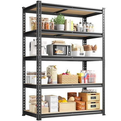 DurayLoly 5-Tier Storage Shelves, 1980LBS Adjustable Pantry Shelves, Metal Shelving Unit for Storage, Kitchen, Pantry, Closet, Laundry, Garage,72.06" H x 35.55" W x 11.81" D - size: 72.06"H × 35.55"W × 11.81"D