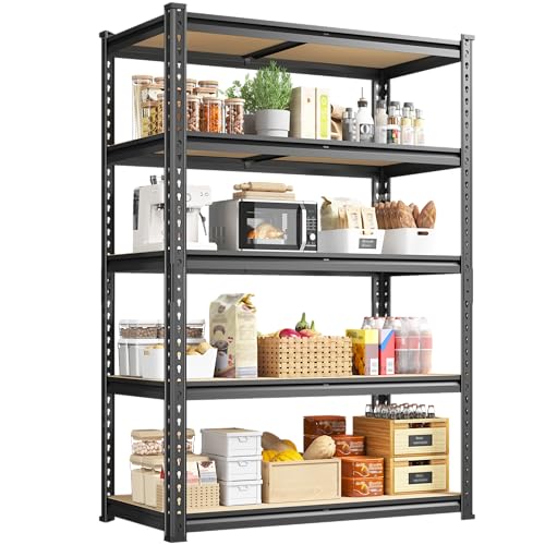 DurayLoly 5-Tier Storage Shelves, 1980LBS Adjustable Pantry Shelves, Metal Shelving Unit for Storage, Kitchen, Pantry, Closet, Laundry, Garage,72.06" H x 35.55" W x 11.81" D - size: 72.06"H × 35.55"W × 11.81"D