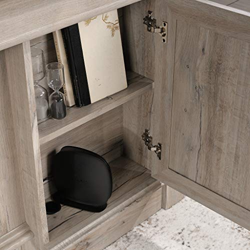 Sauder Palladia Office Desk with Drawers, Executive Desk with File Cabinet Storage, Cable Management, Keyboard Tray, in Split Oak Finish - color: Split Oak