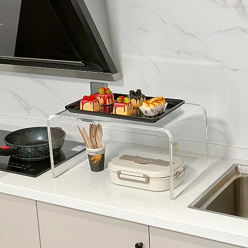 C-Shape Acrylic Side Table, 20" L x 12" W x 10" H x 1/2" Thick Clear End Table, Transparent Nightstand with Waterfall Edges, Modern Lucite Side Table for Living Room - size: 20" L x 12" W x 10" H