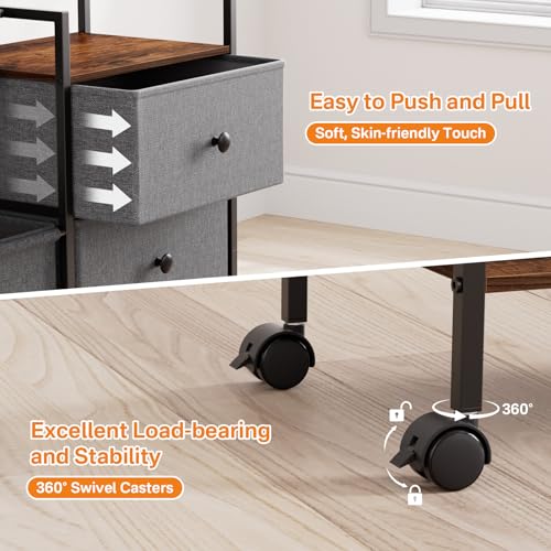 Modanais Baby Diaper Caddy Organizer Cart - 3 Tier Rolling Cart with Dividers and Drawers, Easy To Assemble, Mobile Utility Cart with Wheels for Nursery, Bedroom, Changing Table & Crib | 3 Tier Rolling Cart, Easy To Assemble, Mobile Utility Cart with Whee