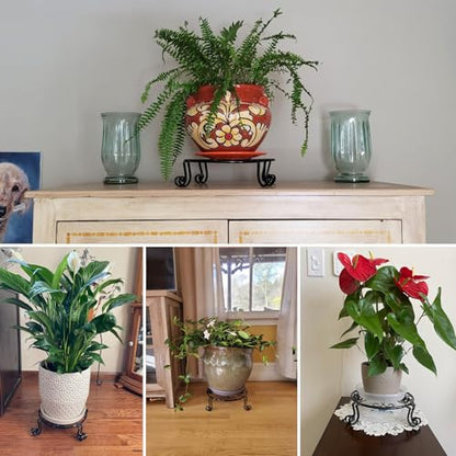 6 Pack 9 Inch Plant Stand, Heavy Duty Wrought Iron Plant Stands for Indoor & Outdoor, Low Plant Stands for Flowers with Elegant Design