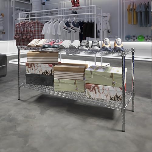 18" Deep x 54" Wide x 27" Height Wire Shelving Kit | 2-Tier | NSF Commercial Storage Rack Unit - size: 18" Deep x 54" Wide