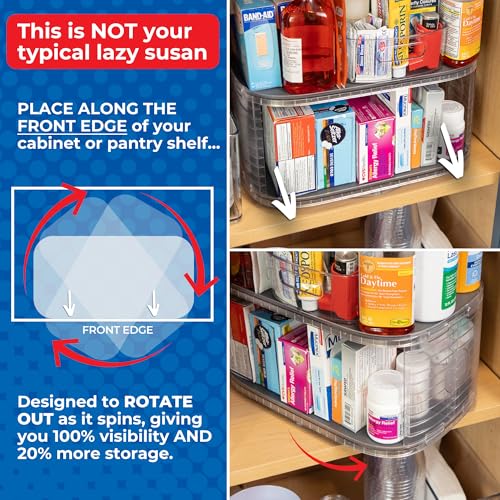 Mighty Susan 2-Tier Lazy Susan Pantry Organizer – Steel Reinforced Turntable for Kitchen Cabinets & Pantry Storage – Heavy-Duty Can Organizer Holds Up to 30 lbs – Rotates 360° – Includes 2 Bonus Bins - size: Mighty Susan 2-Tiered