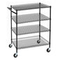 Finnhomy 4 Tier Heavy Duty Commercial Grade Rolling Cart with Handle Bar, Metal Wire Utility Cart with Wheels, Service Trolley on Wheels, Shelf Size 24" D x 36" W, NSF, Black - size: 36"L x 24"W x 46.7"H-4 Tier, style: Black Cart