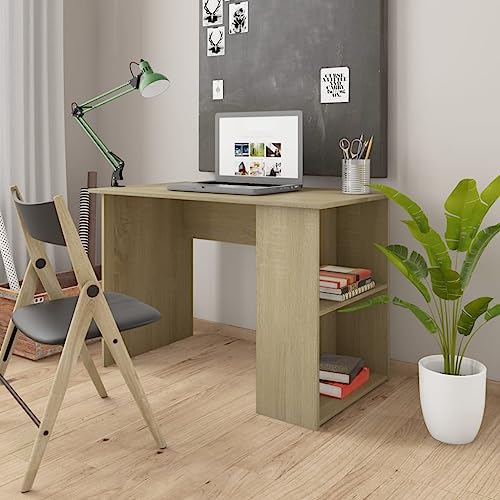 Sonoma Oak Engineered Wood Medium Computer Desk with Spacious Work Surface and Water Resistant Finish, Modern Design for Home Office, 43.3 in by 23.6 in Surface, Easy - color: Brown
