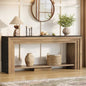 Tribesigns 70.9 Inch Narrow Console Table, Farmhouse 2-Tier Wooden Sofa Table with Storage, Space-Saving Behind Couch Accent Table for Living Room, Entryway, Hallway and Foyer - color: Natural & Black