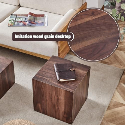 15.7" H Square Compact Coffee Table,Small Cube End Table,Modern Side Table with Stylish Wood Pattern,Minimalist Accent Table for Living Room,Office,Apartment,Nightstand(Walnut,15.7") - color: Walnut,15.7"h