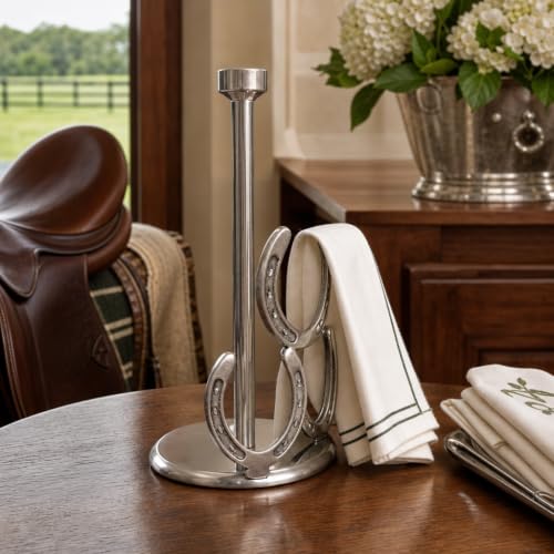 Arthur Court Horseshoe Paper Towel Holder - Decorative Aluminum Equestrian Kitchen Accessory - 12.5 Inch Tall - size: Horseshoe