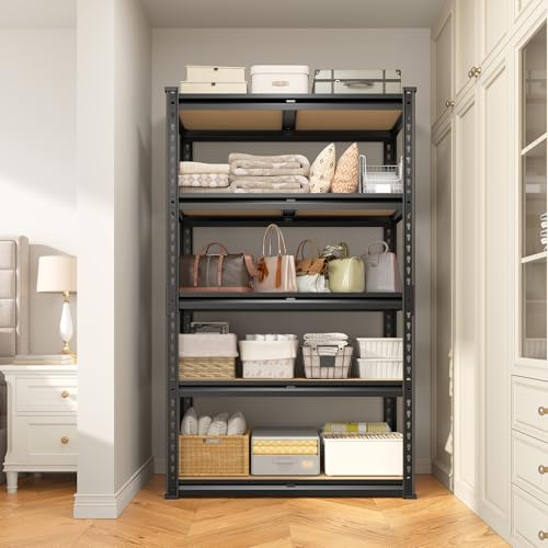 DurayLoly 5-Tier Storage Shelves, 1990LBS Adjustable Pantry Shelves, Metal Shelving Unit for Kitchen, Pantry, Closet, Laundry,Garage, 60.01" H x 28.01" W x 14.01" D - size: 60.01" H x 28.01" W x 14.01" D