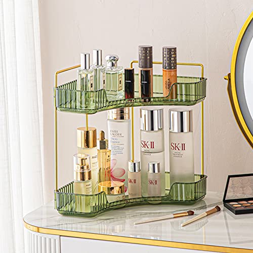 2-Tier Corner Bathroom Counter Organizer – Storage Shelf for Makeup, Perfume & Skincare, Space-Saving Countertop Tray Fits Bathroom, Dresser, Kitchen (Green) - color: Sage Green, size: Classic-2 Tier