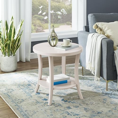 Roundhill Furniture Perth Contemporary Round End Table with Shelf - color: Pink