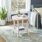 Roundhill Furniture Perth Contemporary Round End Table with Shelf - color: Pink