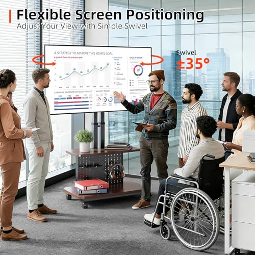 Mobile TV Cart on Wheels,Height Adjustable Rolling TV Stand for 32-85 inch TVs,with 5-Level Lift,35° Swivel,Portable Media Cart for Office,Outdoor - style: Style 3