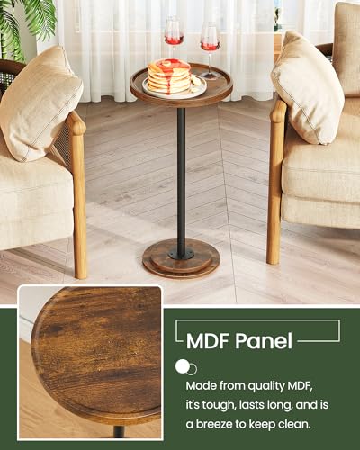 CHOEZON Drink Table, Small Round Side Table for Small Spaces, Pedestal Martini Side Table, for Living Room, Bedroom, Rustic Brown and Black TBZ30BF - color: Rustic Brown + Black