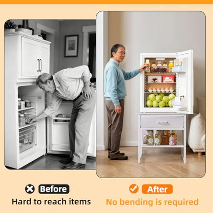 Aibiju Living Room Large Side Table, End Table with Drawers, Refrigerator Stand Printer Table with Adjustable Shelves, Office Square Coffee Table White YD-TM156W - color: White, style: With Drawers