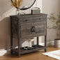ChooChoo Farmhouse Console Table, Entryway Table with Storage Shelf, Coffee Bar Cabinet, Narrow Buffet Sideboard for Kitchen, Hallway, Living Room, Ash Gray - color: Ash Gray