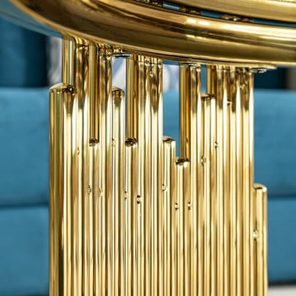 Black Glass Coffee Table, 2-Tier Round Tempered Glass with Gold Stainless Steel Frame, Modern Luxury Coffee Table for Living Room, Office, or Café - color: Coffee Table