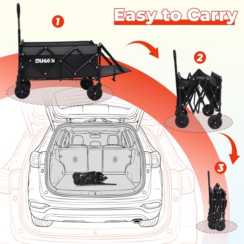 Foldable Wagon with Tailgate,12 lb Lightweight Small Utility Cart | Garden, Grocery, Beach, Camping, Portable Use, Gray - color: Black Gray