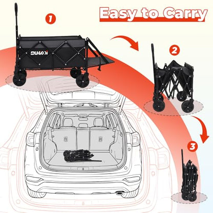 Foldable Wagon with Tailgate,12 lb Lightweight Small Utility Cart | Garden, Grocery, Beach, Camping, Portable Use, Gray - color: Black Gray