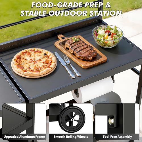 LEVELEVE Modular Outdoor Kitchen Island 5-Piece Set, Aluminum Outdoor Prep Station Grill Cart with Independent Sink, Storage Cabinets & Shelves for Backyard Patio Deck - size: 5-Pieces Set