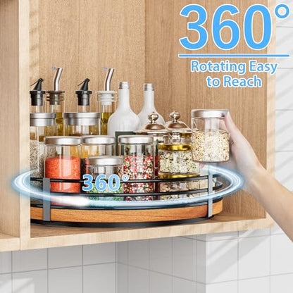 13" Lazy Susan Turntable Organizer - Wood Round Lazy Susan for Cabinet Kitchen Countertop Pantry Cupboard Dining Table Bathroom Coffee Bar Spice Storage Home Decor - size: 13 inch 1 Tier
