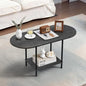 Small Coffee Table,35.4'' Oval Coffee Table with Storage Shelf & Metal Frame,Low Cocktail Tea Accent Table for Apartment,Modern Mid Century Small Living Room Table,Dark Gray - color: Dark Gray