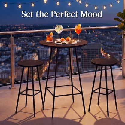 Best Choice Products 3-Piece Patio Dining Set, Bar Height, Outdoor Bistro Set, Outdoor Round Bar Table w/ 2 Bar Stools, Steel - Black - color: Black