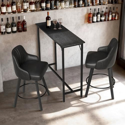 VINGLI 43 Inch Bar Table, Rectangular Counter Height Home Pub Table, Black | High Top, Multi-Scene Use for Kitchen Dining Living Room Sofa Entryway, Wooden Tabletop & Metal Base, Easy to Install - color: Black, size: 43"L