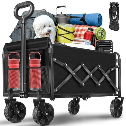 Wagons Carts Foldable,Folding Wagon Cart, Collapsible Utility Wagon with Adjustable Handle, Portable Grocery and Shopping Wagon for Apartment, Park, Sports, Picnic and Daily Use - size: 260LB