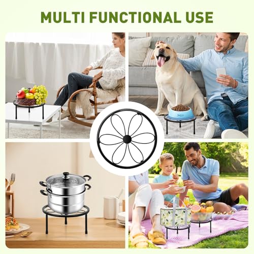 ESRICH 2 Pack 7.8" Metal Plant Stand Indoor , Black Plant Stands Outdoor, Rustproof Round Heavy Duty Flower Pot Stand, Potted Plant Holder for Garden Home