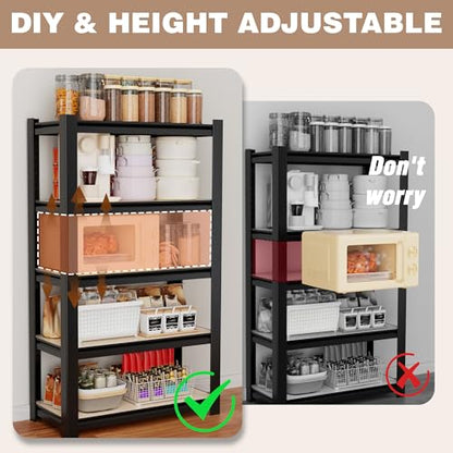 WORKPRO 5-Tier Black Shelving with Board, 24.1”Wx16.2”Dx60”H, 3000LBS Load | Boltless, Adjustable,Waterproof Board, 3000lbs Heavy Duty - color: Black, size: 24-1/10”W x 16-1/5”D x 60”H