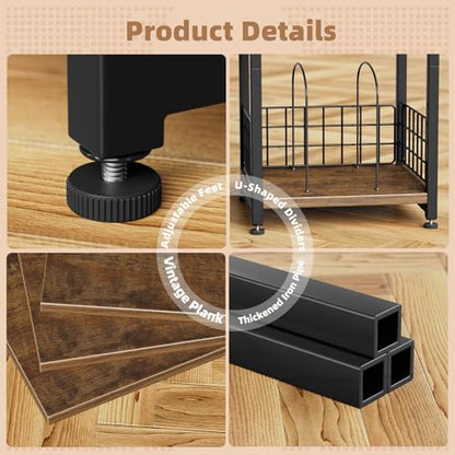 Simple Trending Record Player Stand, 3 Tier End Table Hold Up to 100 Albums, Turntable Stand for Vinyl, Record Shelf for Living Room Bedroom, Rustic Brown - size: Base Model