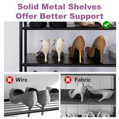 5 Tier No-Assembly Shoe Rack, Foldable Shoes Rack Organizer Without Installation, Portable Solid Metal Shoe Shelves for Closet, Entryway, Front Door Entrance - size: 5 Tier