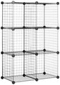 Amazon Basics 6 Cube Wire Grid Storage Organizer, Stackable Cubes, Cubby Bookcase, Display Shelf, 14" D x 14" W x 14" H, Black - color: Black