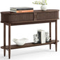 LINSY Fluted Console Table with Storage and Shelves, Walnut | Entryway Table, Wood Entrance, Behind Couch Sofa Table, Foyer Tables for Hallways, Living Room Boho Furniture, Narrow Long - color: Walnut