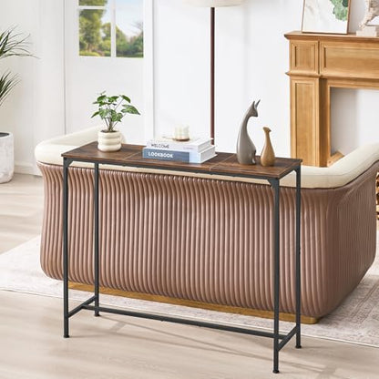 Console Table, Narrow Entryway Table, Thin Sofa Table, Behind Couch Table,for Hallway, Bedroom, Living Room, Foyer, 11.8 x 39.4 x 31.5 Inches, Rustic Brown - size: 11.8" W x 39.4" D, style: Ordinary