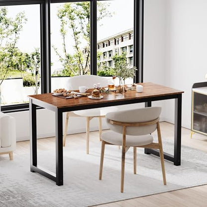 Decoholic 55 Inch Computer Desk, Home & Office PC Laptop Study Writing Table Workstation with Leg Bars, Modern Simple Industrial Style, Rustic Brown - size: 55 Inch