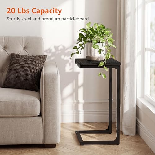 5-Level Adjustable C Side Table - End Table Living Room Bedroom Indoor Small C Shaped Couch Tray Desk, Black - color: Black
