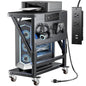 POKIPO Computer Tower Stand with Charge Station and USB Port,Pc CPU Holder Cart for Floor Carpet with Wheels,Heavy Duty Metal,Adjustable Height,Rolling Pc Printer Desktop Under Desk for Home Office