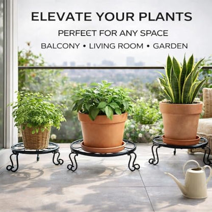 1 Pack Heavy Duty Metal Plant Stands, 10 Inch Round Flower Pot Holders, Rustproof Iron Planter Risers for Indoor Outdoor Use, Patio, Balcony, Garden and Living Room, Black(10in-1pack) - size: 10 inch - 1 pack