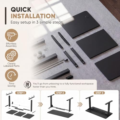 Furmax 55 Inches Electric Height Adjustable Standing Desk Home Office Desk | Large Sit Stand Up Computer Desk Memory Preset with T-Shaped Metal Bracket, Black - color: Black, size: 55 Inch
