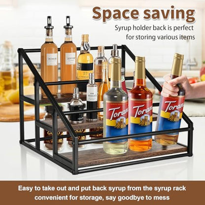 YQBRAO Coffee Syrup Rack Organizer, 3-Tier 12 Bottles Syrup Rack for Coffee Bar,Syrup Stand for Kitchen Coffee Station,Syrup Holder,Liquor Bottle Display Shelf - size: 3 Tier 12 Bottle Syrup Rack - 1 Pack