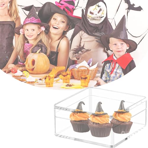 KissYou Acrylic Box Clear Display Box with Lid Jewelry Storage Container Party Decoration - size: 3.94 x 3.94 x 2.36 Inch