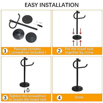 Stand Hand Towel Holder, Countertop Towel Bar, Oil Rubbed Bronze | 17 Inch Bathroom Towel Hanger, Freestanding Vanity Counter Top Towel Holder, Towel Ring Hardware Accessories, Stainless Steel - color: Bronze