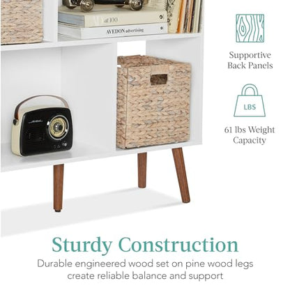 Best Choice Products 3-Tier Mid-Century Modern Wooden Bookcase, 6-Cube Organizer for Nursery, Kids Room, Living Room, w/Removable Back Panels, Pine Legs - White/Brown - color: White/Brown