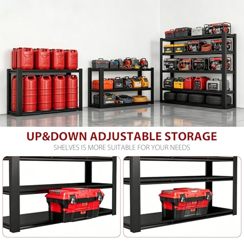5 Tier Heavy Duty Garage Shelving Units, 5000 lbs Capacity Adjustable Metal Storage Shelves, 84" H x 55" W x 24.05" D Steel Utility Racks for Garage, Warehouse, Basement