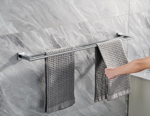 Miyili 36-Inch Double Towel Bar Stainless Steel Bathroom Towel Rack Holder Wall Mount Polished Finish, A02N90B - color: Polished Steel, size: 36-Inch