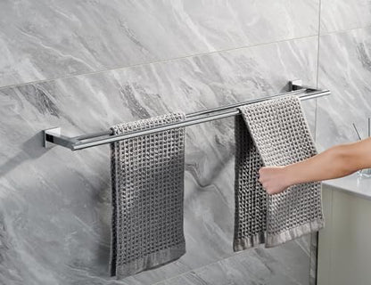 Miyili 36-Inch Double Towel Bar Stainless Steel Bathroom Towel Rack Holder Wall Mount Polished Finish, A02N90B - color: Polished Steel, size: 36-Inch