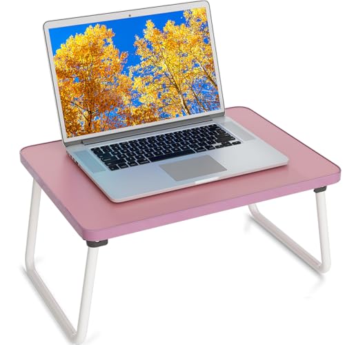 Foldable Lap Desk, Laptop Stand Bed Table Tray for Couch | Portable Breakfast Serving Tray, Lightweight Mini Lap Table, Works Great as Tablet Desk for Working, Reading & Writing, Pink - color: Pink